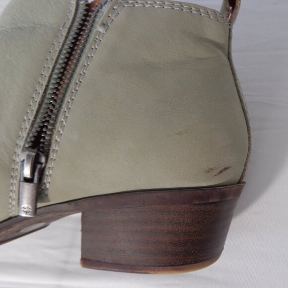 Lucky Brand Basel Leather Green Almond Toe Ankle Bootie‎ Block Zipper Size 8.5M - Picture 9 of 10